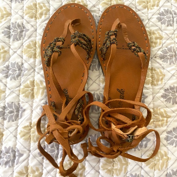 Free People Leather La Jolla Wrap Gladiator Sandal, Tan, Size 37 (US 6.5) - Picture 2 of 6